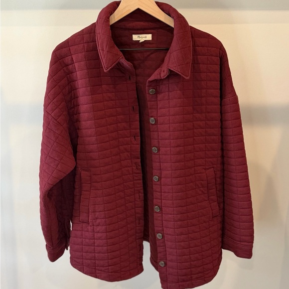 Madewell Jackets & Blazers - Madewell Women's Quilted Button-Up Jacket in Burgundy
